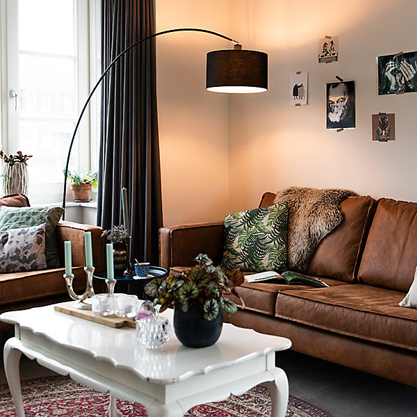 Lampadaire moderne en arc noir - Vinossa