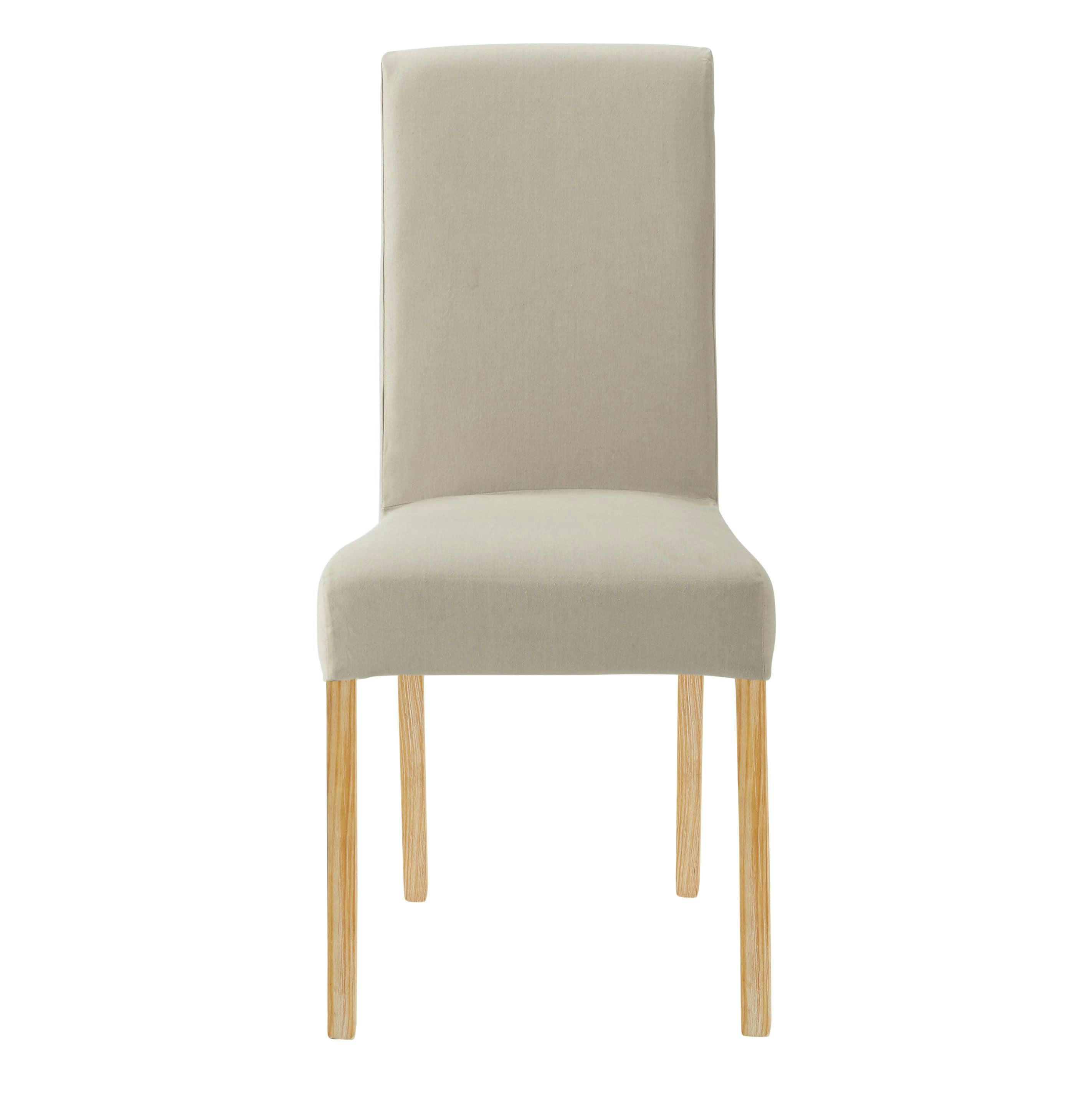 Margaux - Housse de chaise en coton beige mastic, compatible chaise MARGAUX