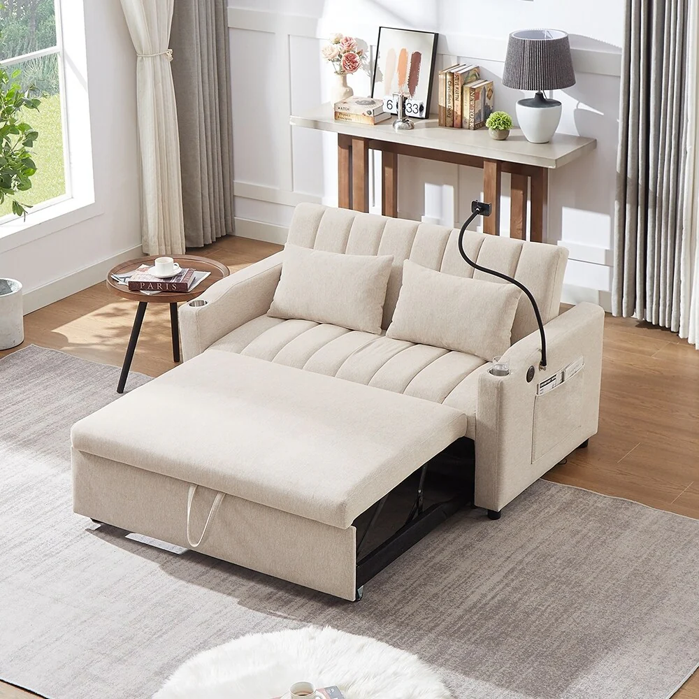 55.9 Sleeper Loveseat with Tech Set,USB,Cup and Phone Holder Included