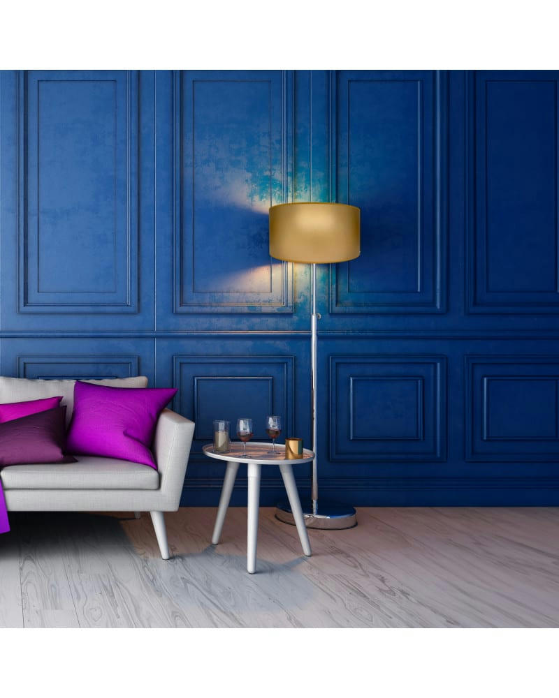 LAQUÉ - Abat-jour lampadaire Laqué Doré D: 40 x H: 25