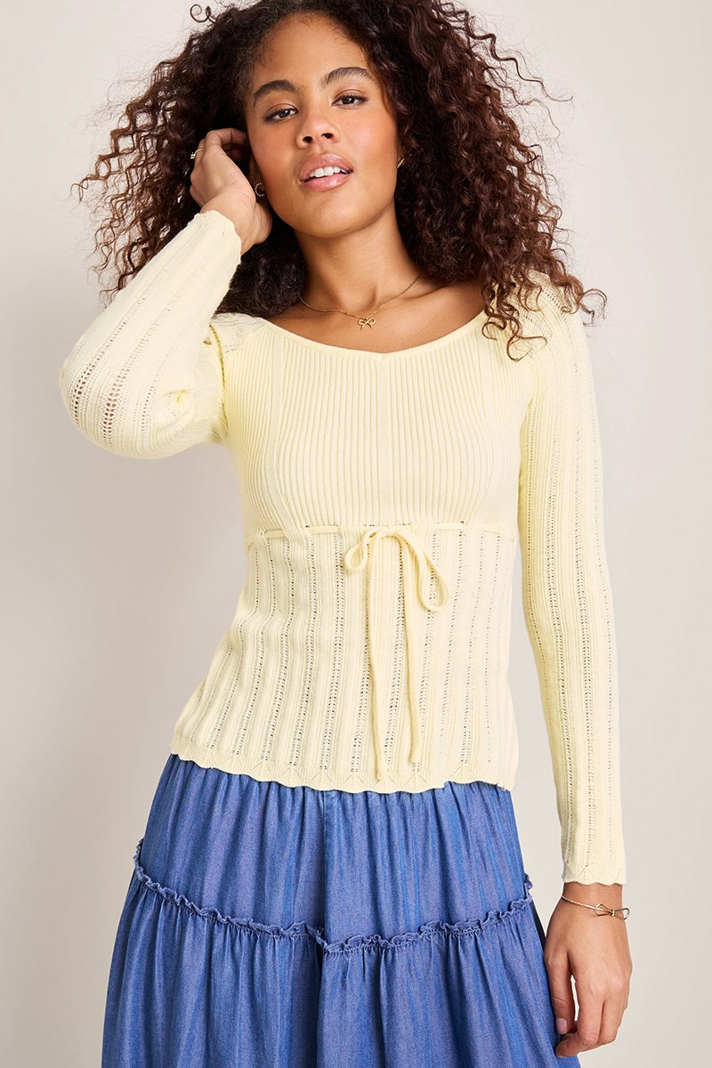 Jodie Rib Knit Tie Front Top