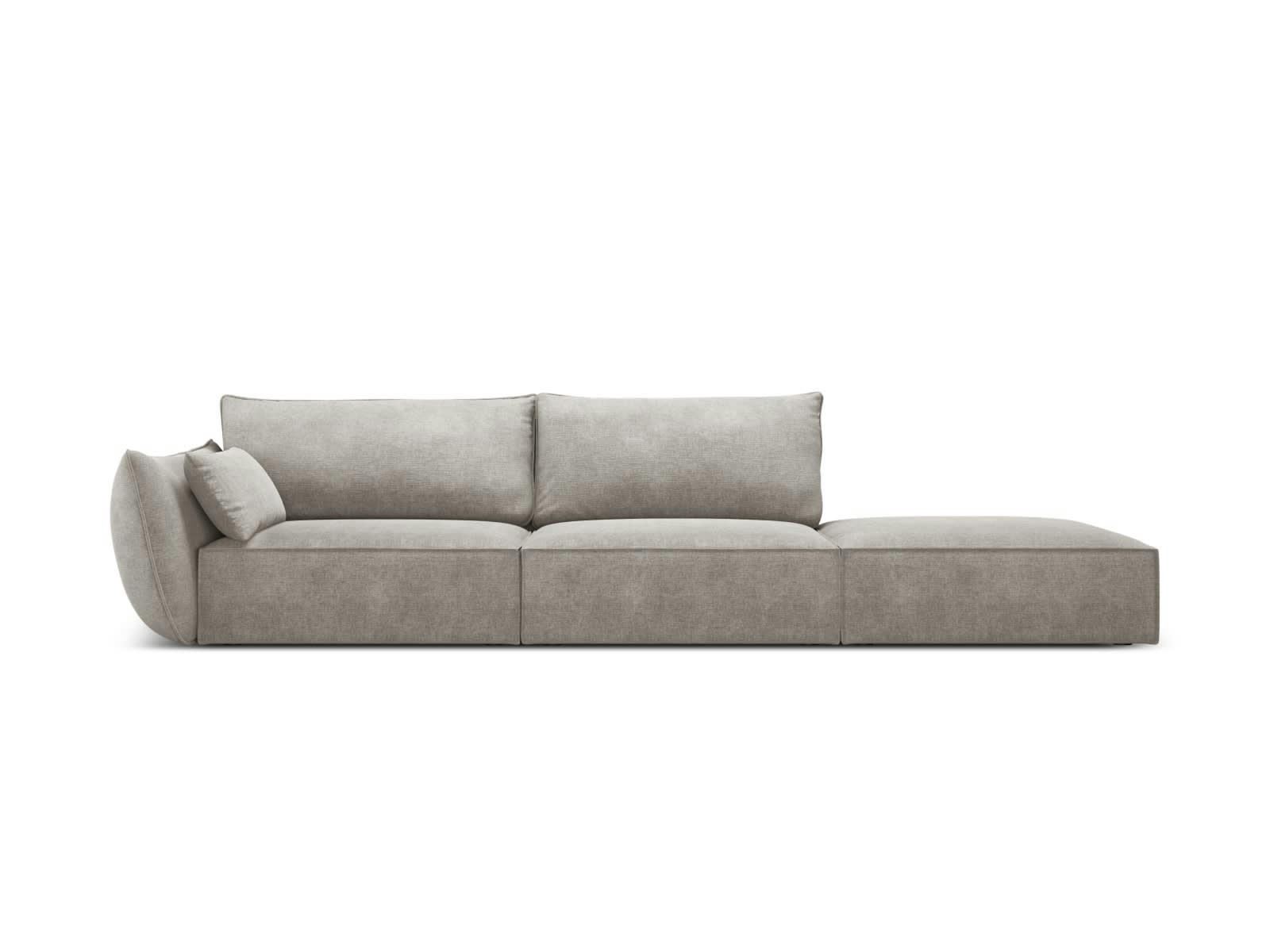 KAELLE - Canapé droit 4 places en tissu chenille gris clair