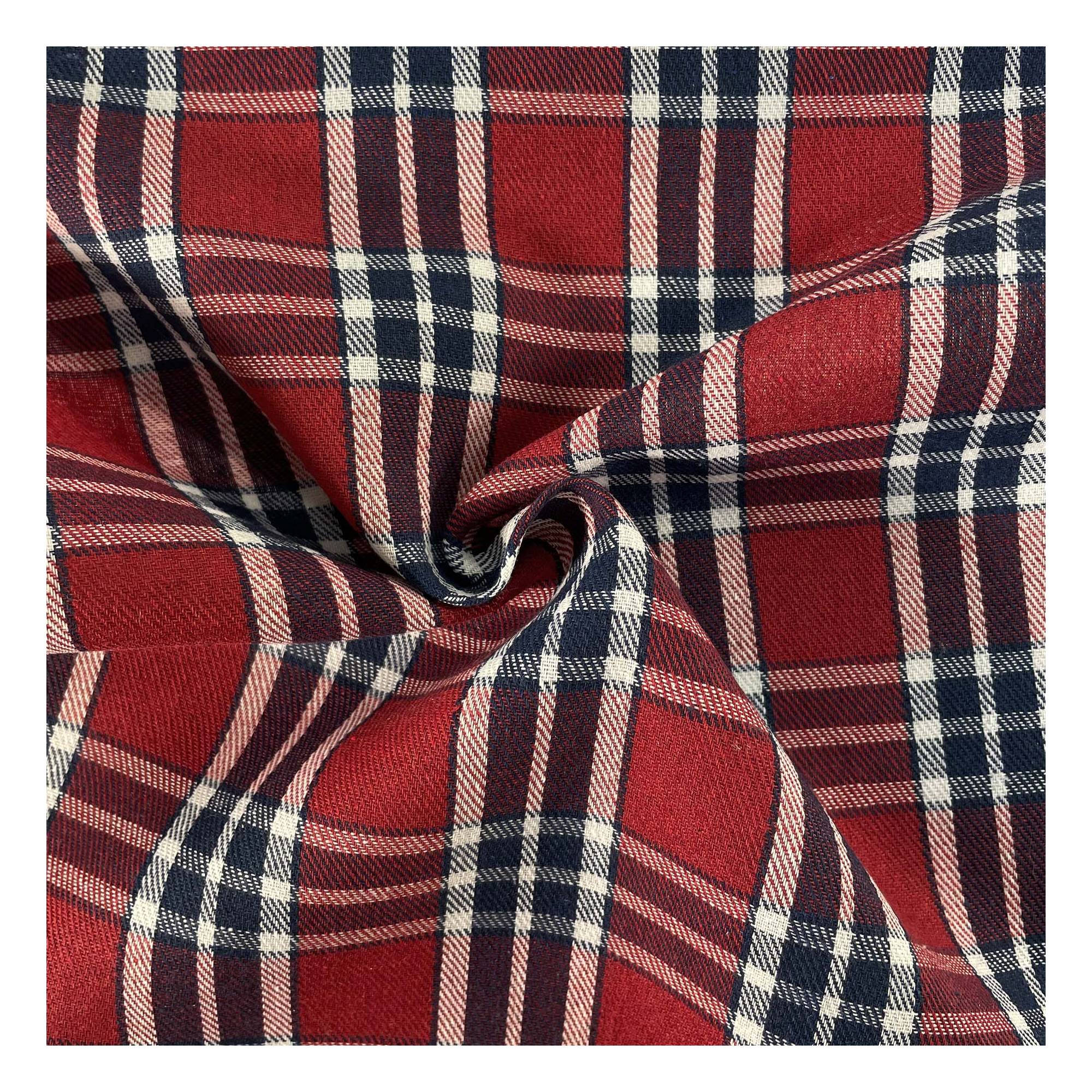 Red and Blue Poly Brushed Check Fabric?by the Metre