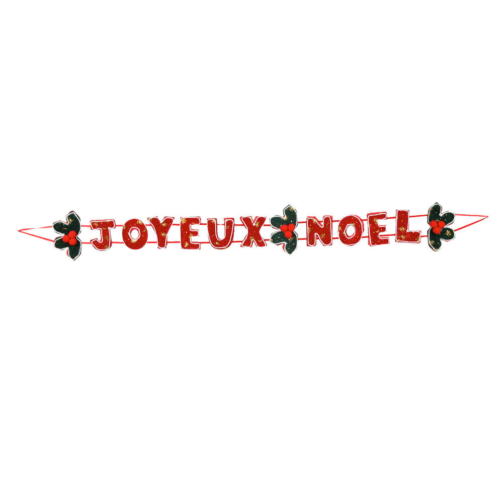 Guirlande de No&euml;l rouge inscription Joyeux No&euml;l