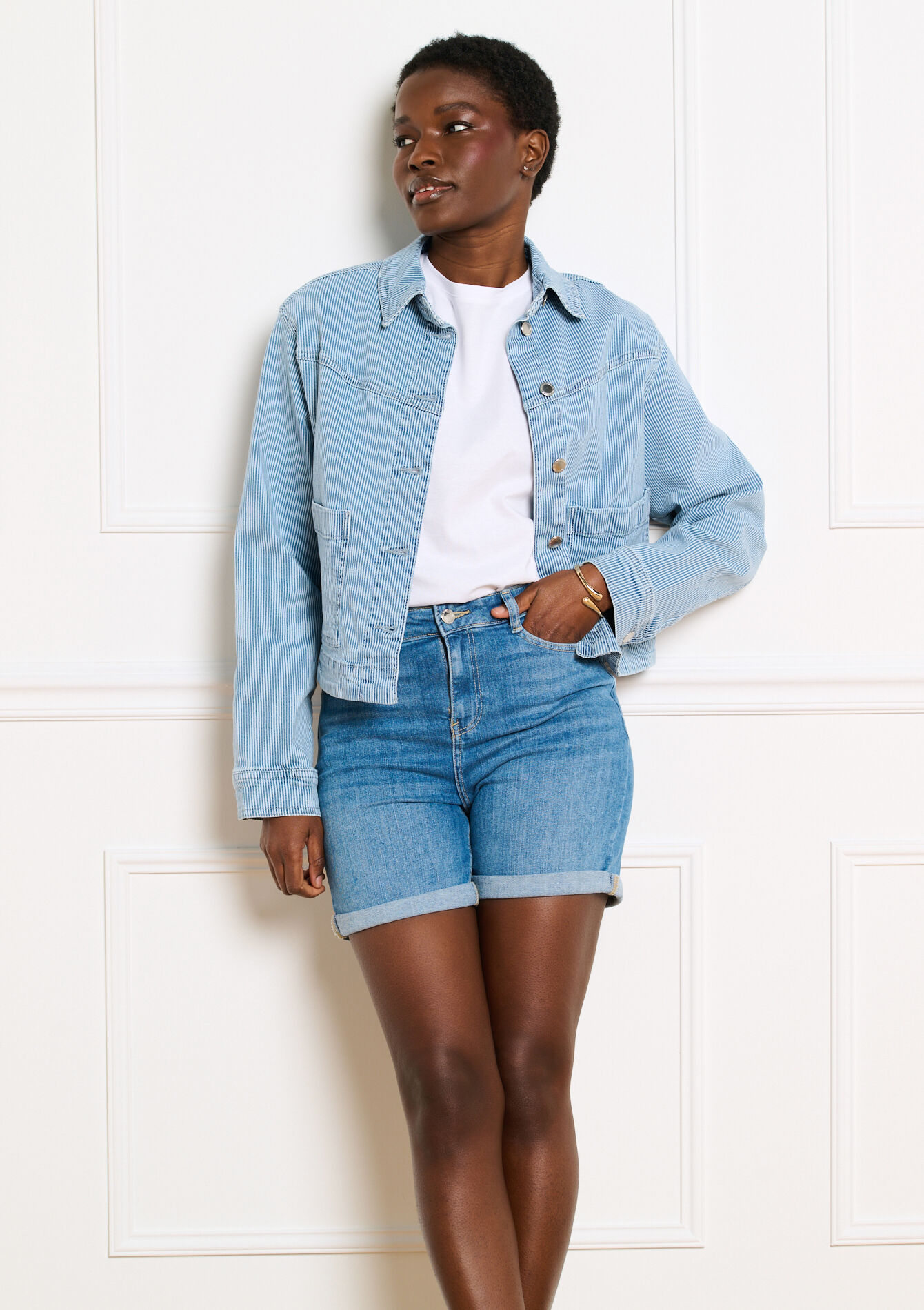 Denim short met hoge taille