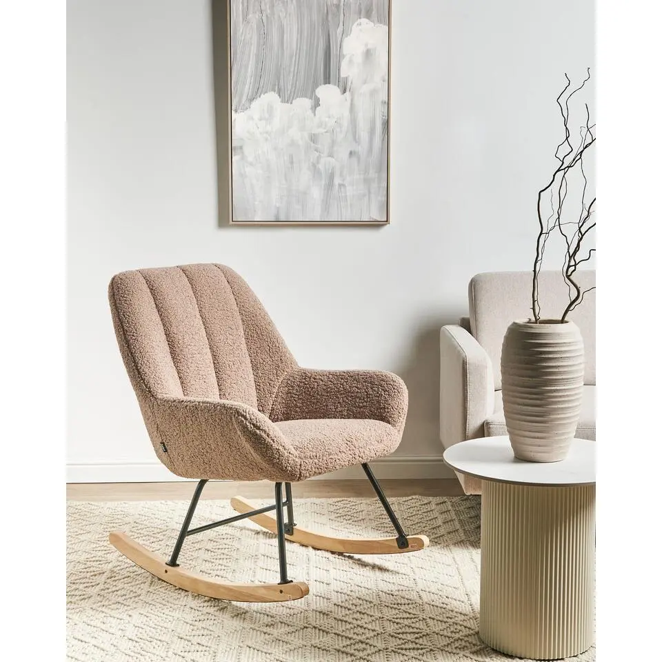 KINNO - Schommelstoel - Beige - Boucl&eacute;