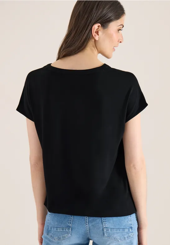 Kurzarm Bluse mit Strukturmix