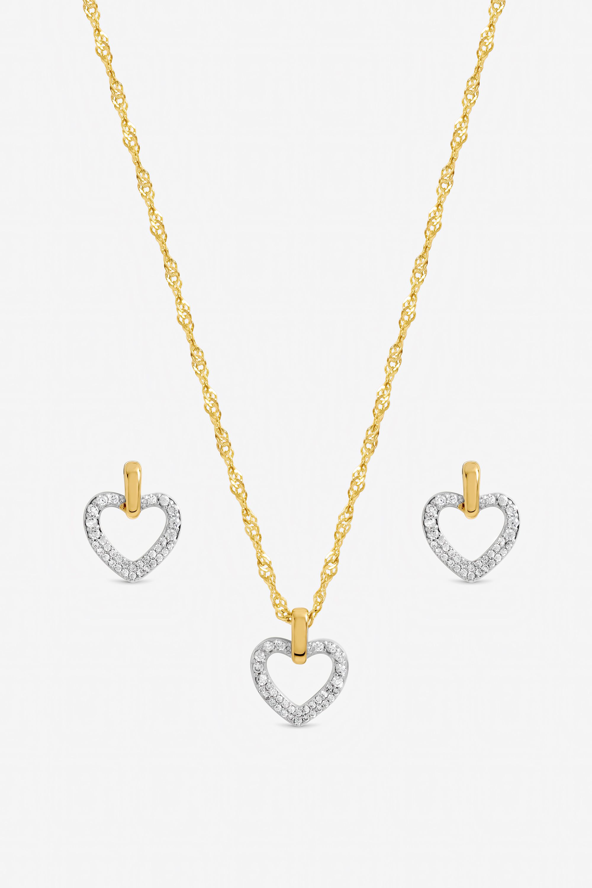 Jon Richard Two Tone Open Heart Set - Gift Box