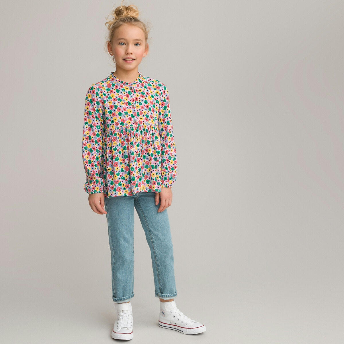 Chemise fluide à manches longues, imprimé floral