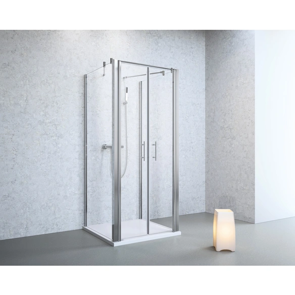 Doppelpendeltür, Höhe: 195 cm, edelsilber, Scheibenstärke: 6 mm