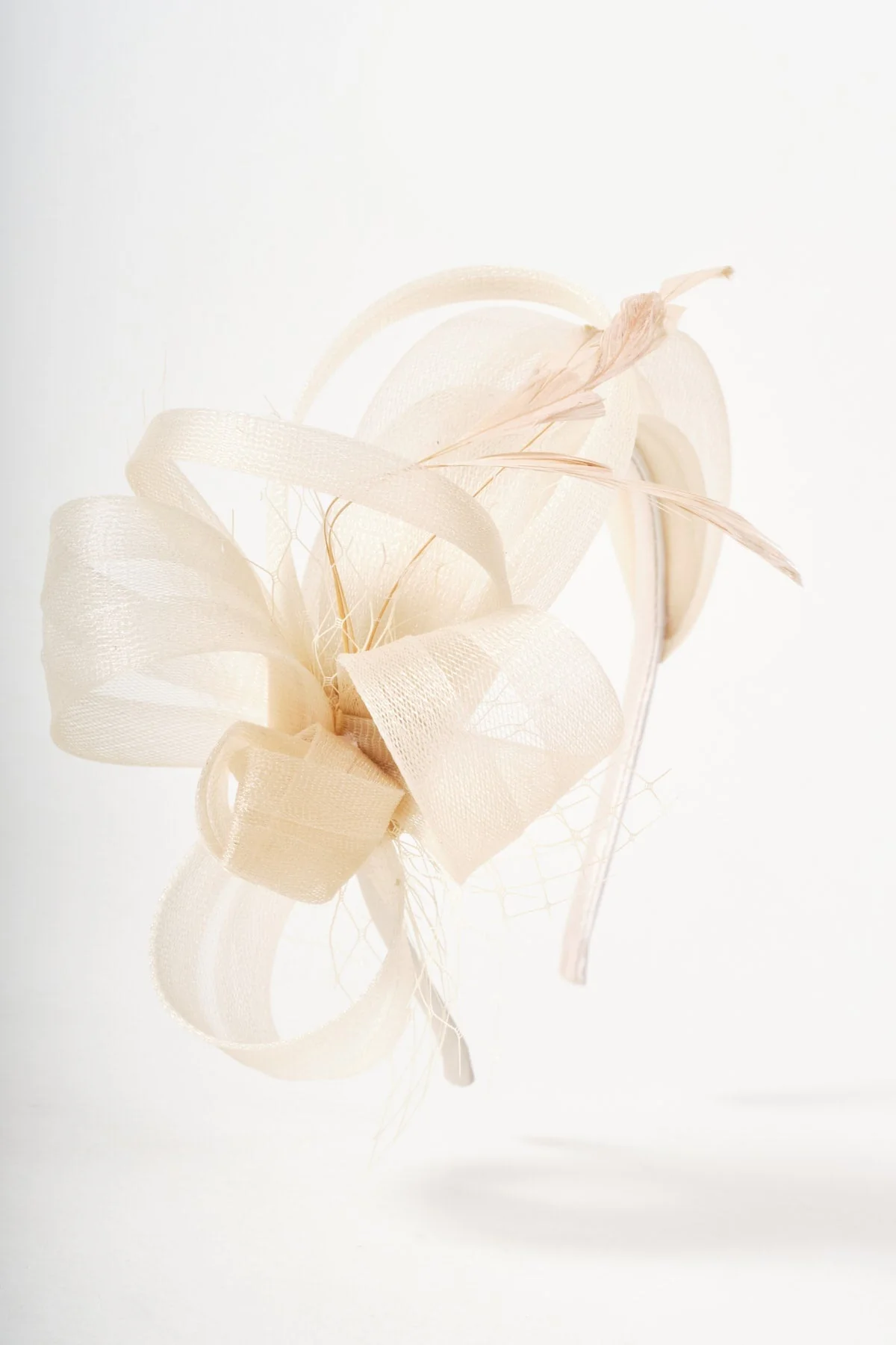 Cream Hairband Fascinator with Bow & Feathers