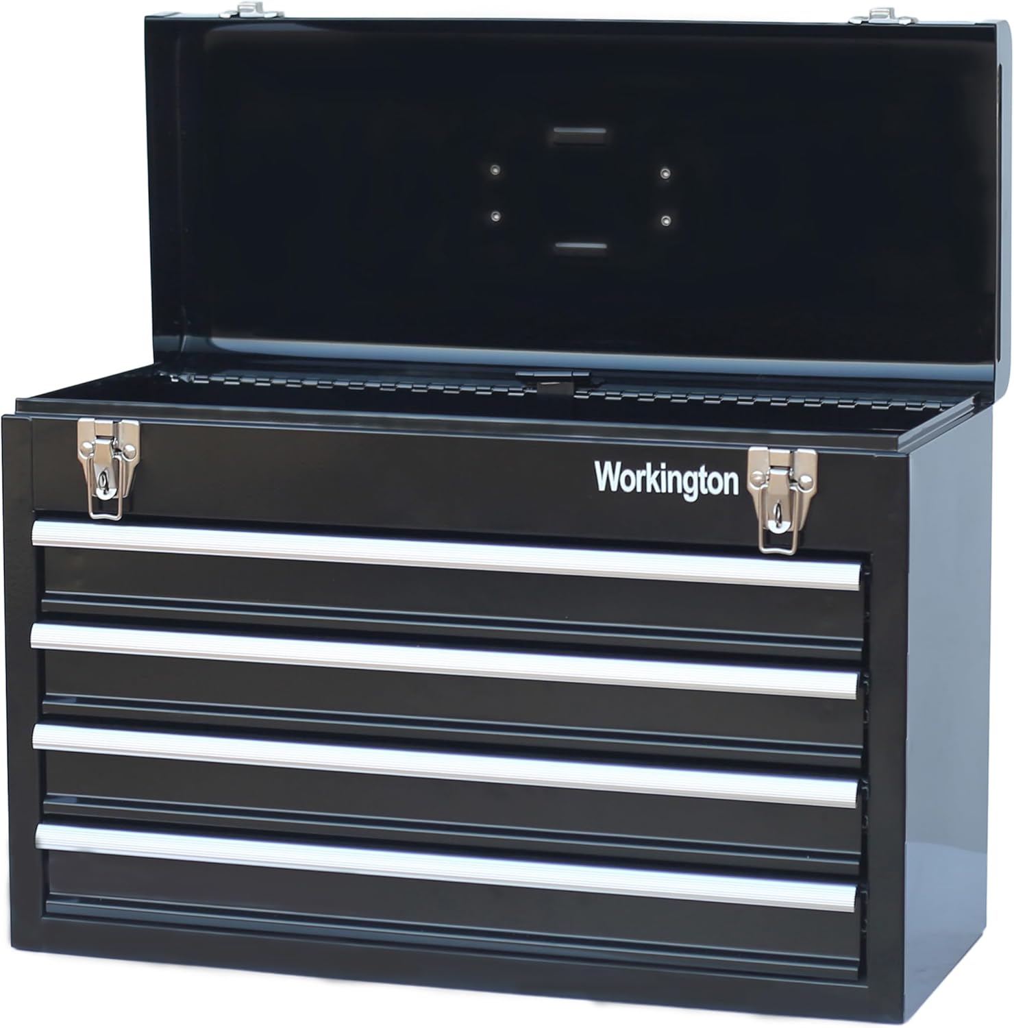 Workington Portable Metal Tool Chest with 4 Drawers, 20 4-Drawer Tool Chest Cabinet with Ball Bearing Drawer Slides, Steel Tool Storage Box Organizer 4004 Black