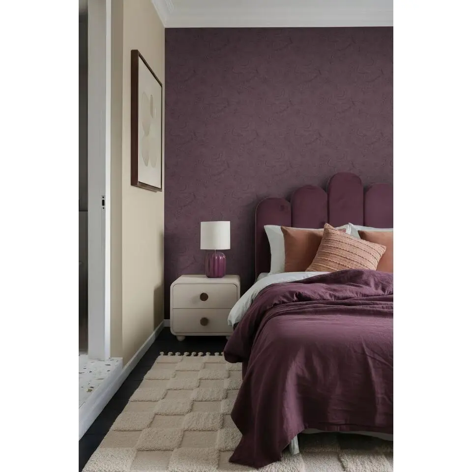 ESTAhome behang bloemmotief donker paars - 50 x 900 cm