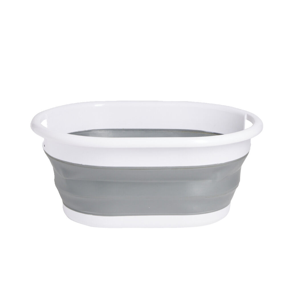 Panière à linge rétractable 54x23x39cm plastique blanc et gris