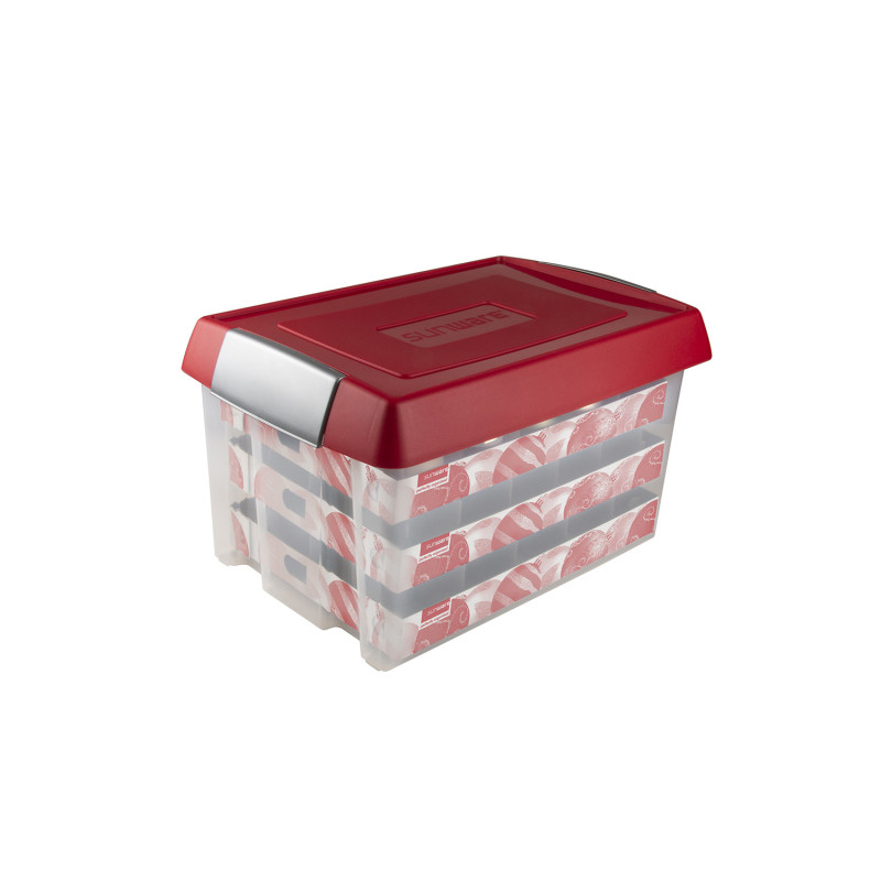Box de rangement de Noël Nesta 60 L transparent et rouge SUNWARE