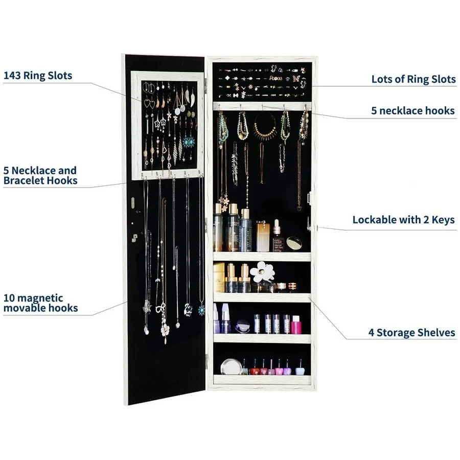 Large Capacity Dressing Mirror Makeup Jewelry Armoire