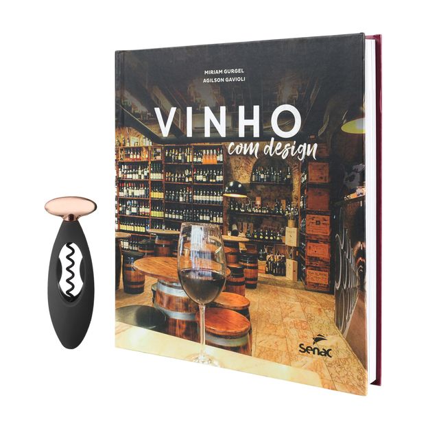 KIT LIVRO VINHO C/ DESIGN   SACA-ROLHAS
