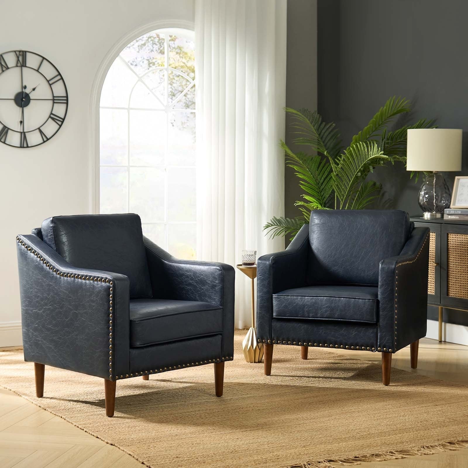 Duarte Transitional Armchair with Sloped Arms Set of 2