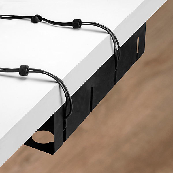 Emuca Lot de 2 Chemin de câbles sous le bureau, Longueur 430 mm, Acier, Peint en noir