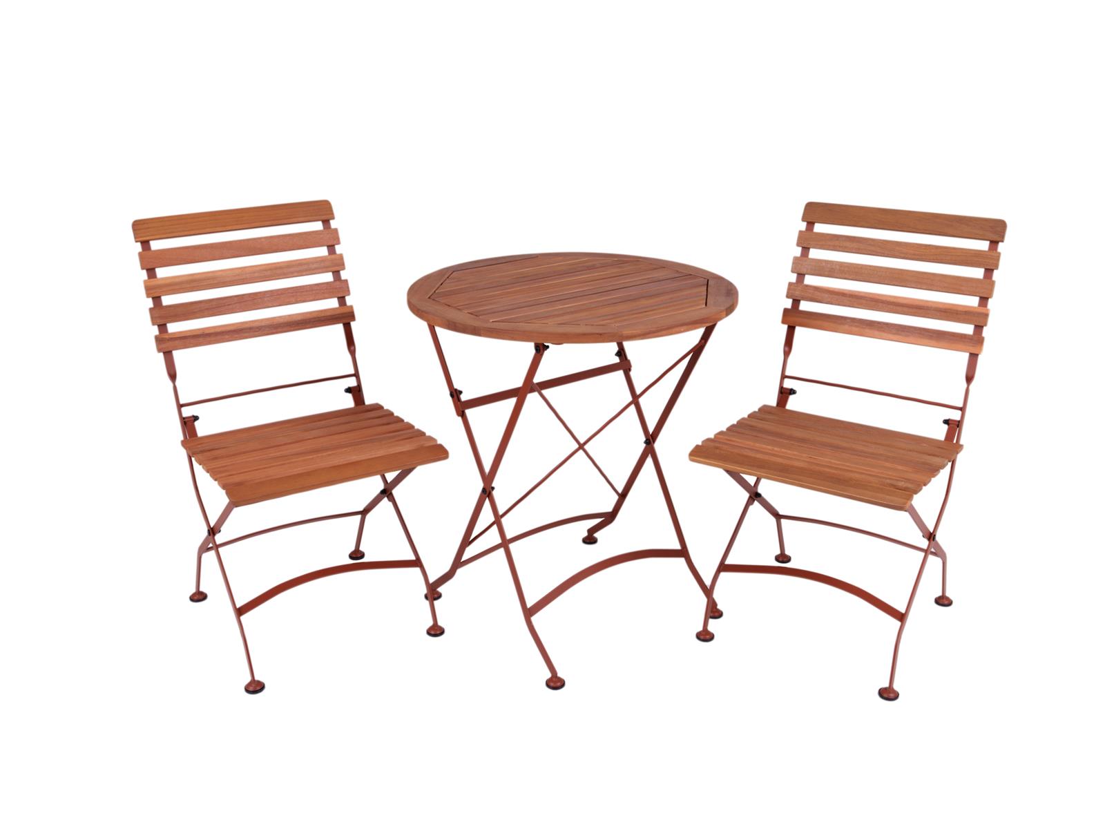MaximaVida inklapbare ronde acacia bistroset Toscana 70 cm roestbruin - stoelen zonder armleuning