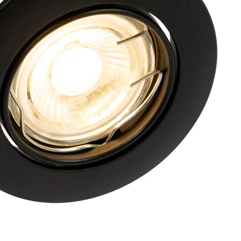 Qazqa inbouwspot edu zwart gu10