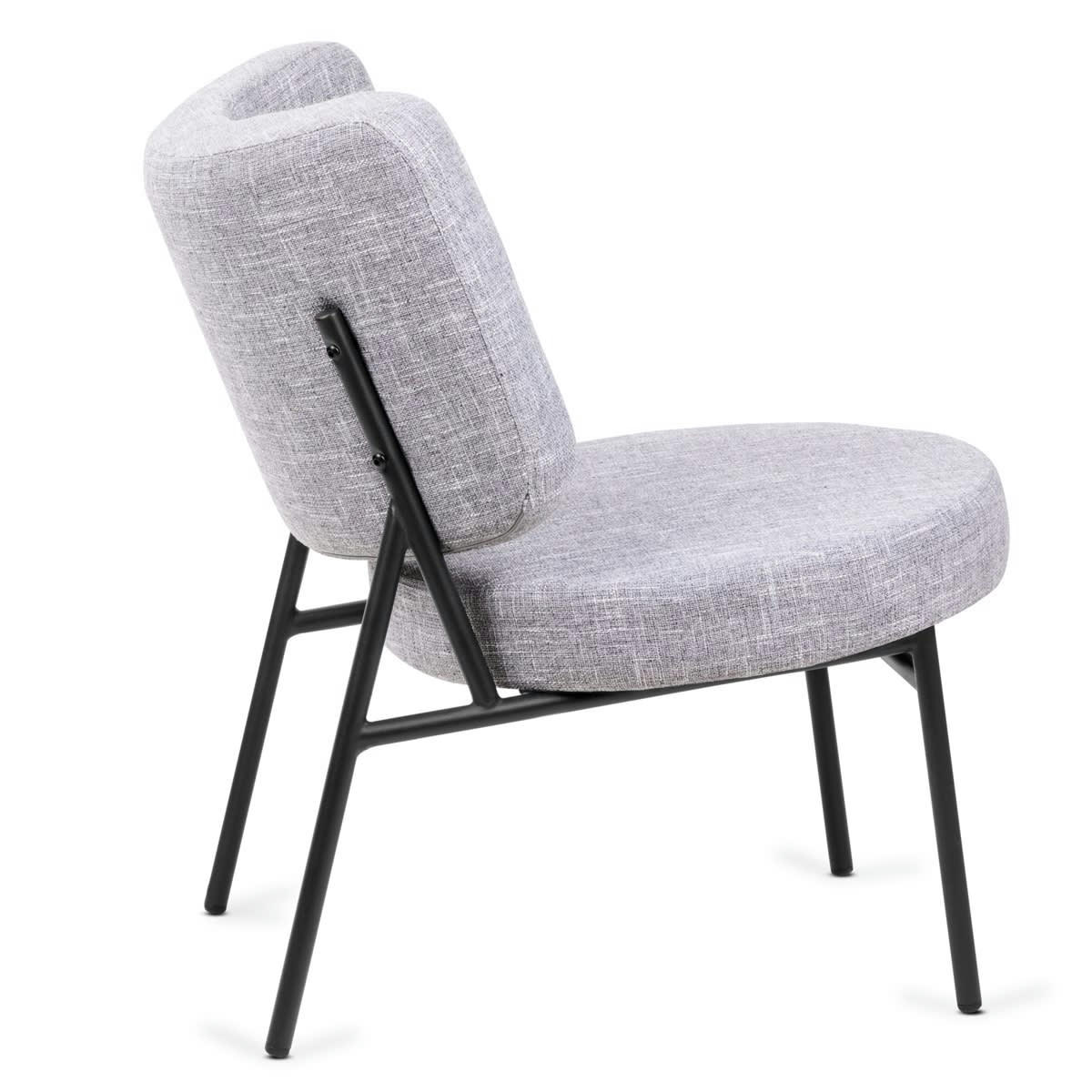 - Fauteuil tapissé en tissu gris avec assise tapissée