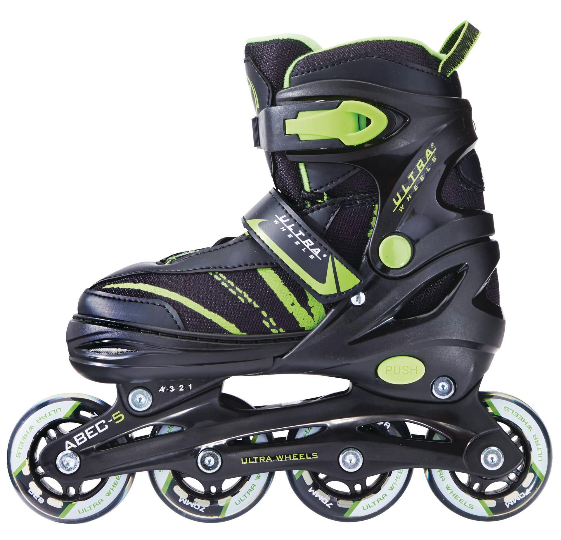 Ultra Wheels Adjustable Inline Skates, Green, Assorted Sizes