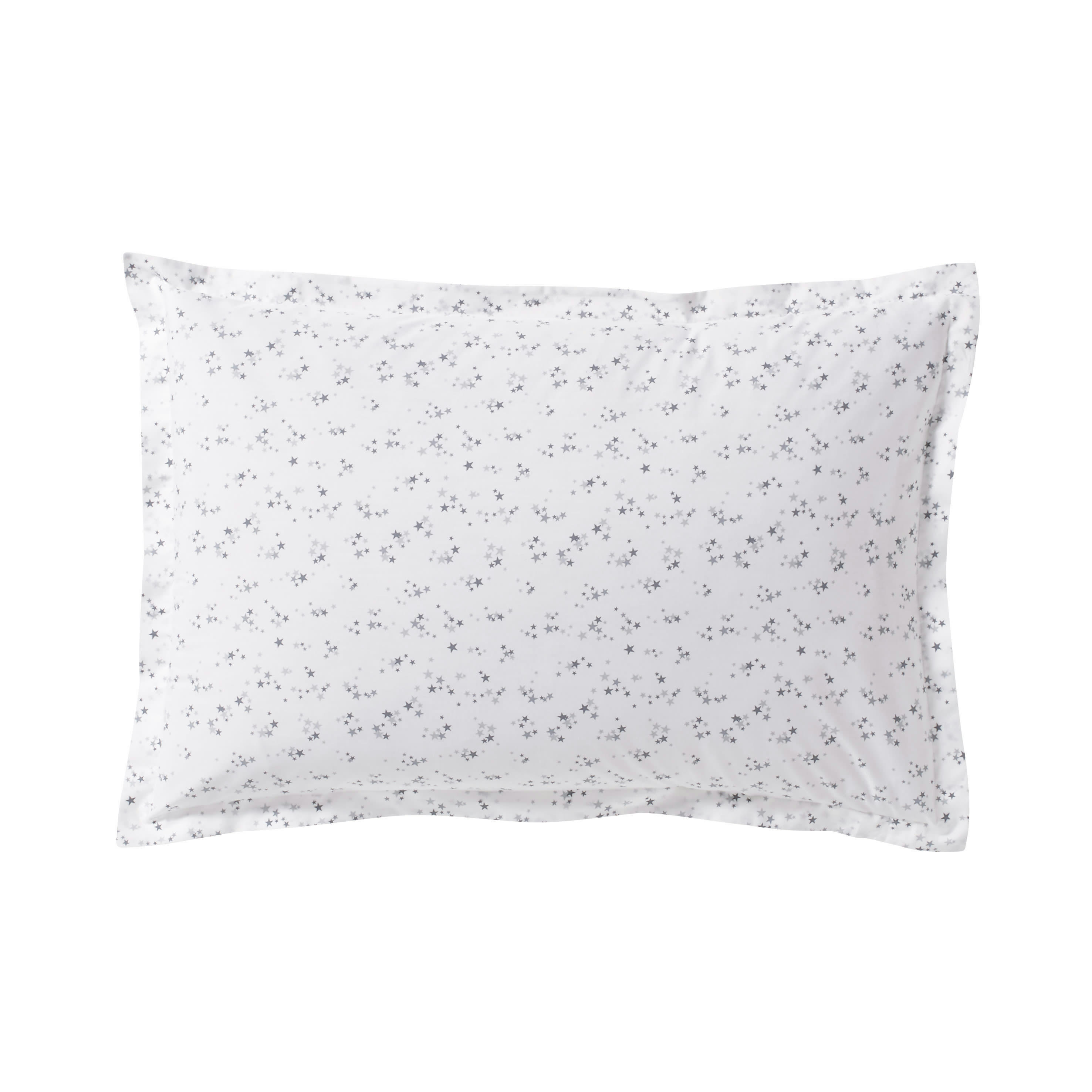 PLEINE LUNE - Taie d'oreiller imprimée en percale de coton gris 50x75