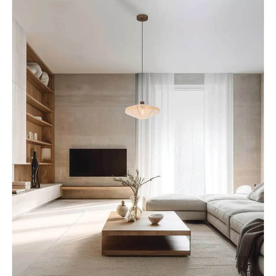 EGLO Orimini Hanglamp - E27 - &Oslash; 38 cm - Cr&egrave;me/Brons - Textiel