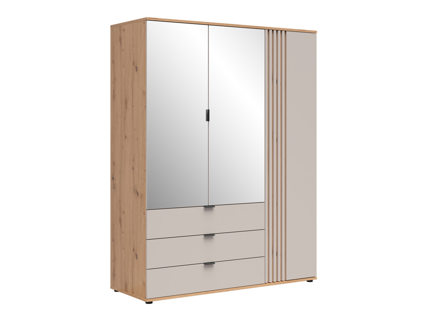 Szafa trzydrzwiowa Brevas 150 cm z 3 drzwiami i 3 szufladami dąb artisan/kaszmir