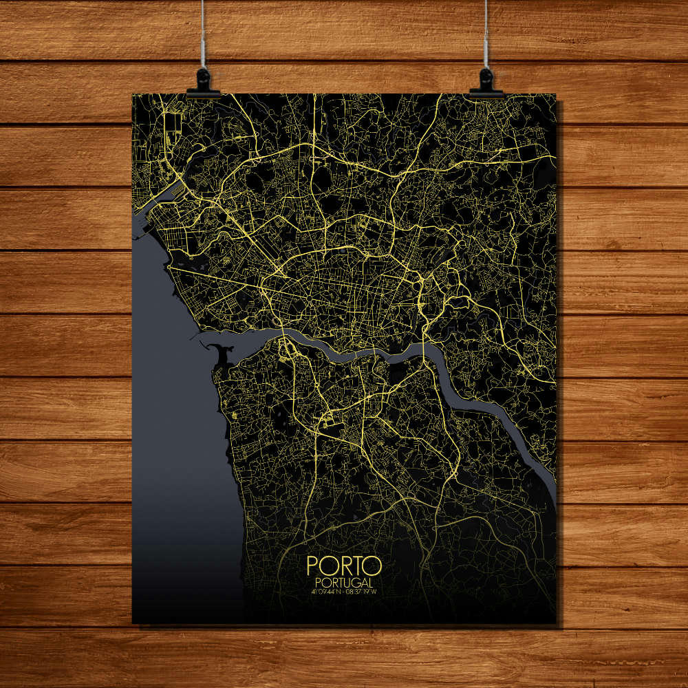 - PORTO - Carte City Map Nuit 40x50cm