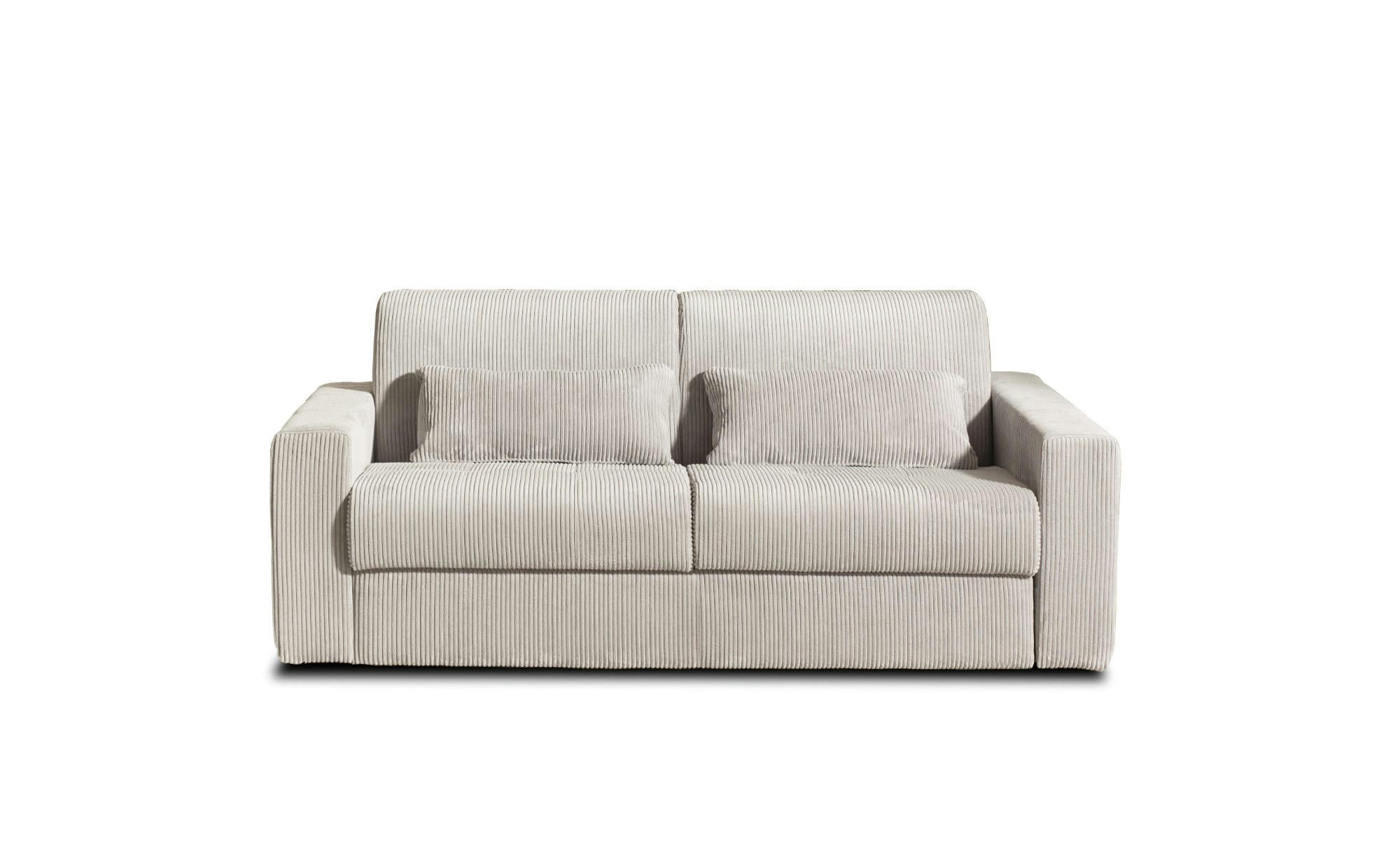 SACHA - Canapé droit convertible 3 places en velours côtelé beige