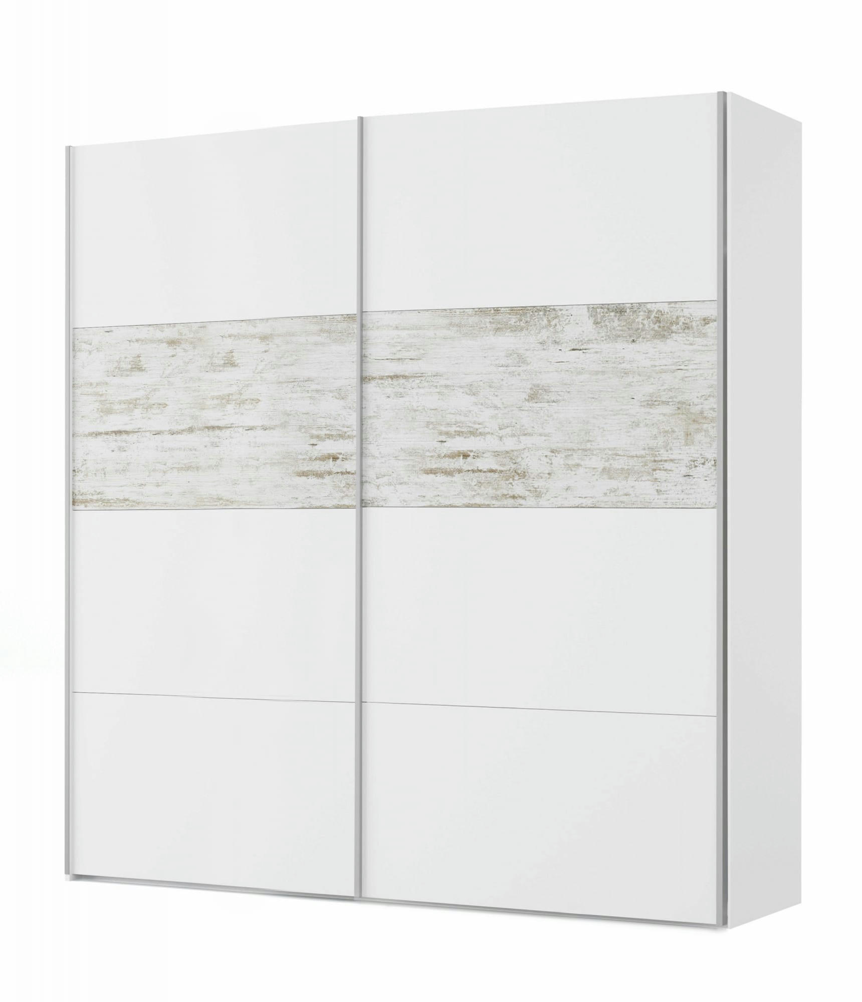 DCIOFF - Garde-robe avec 2 portes coulissantes effet bois blanc avec détail