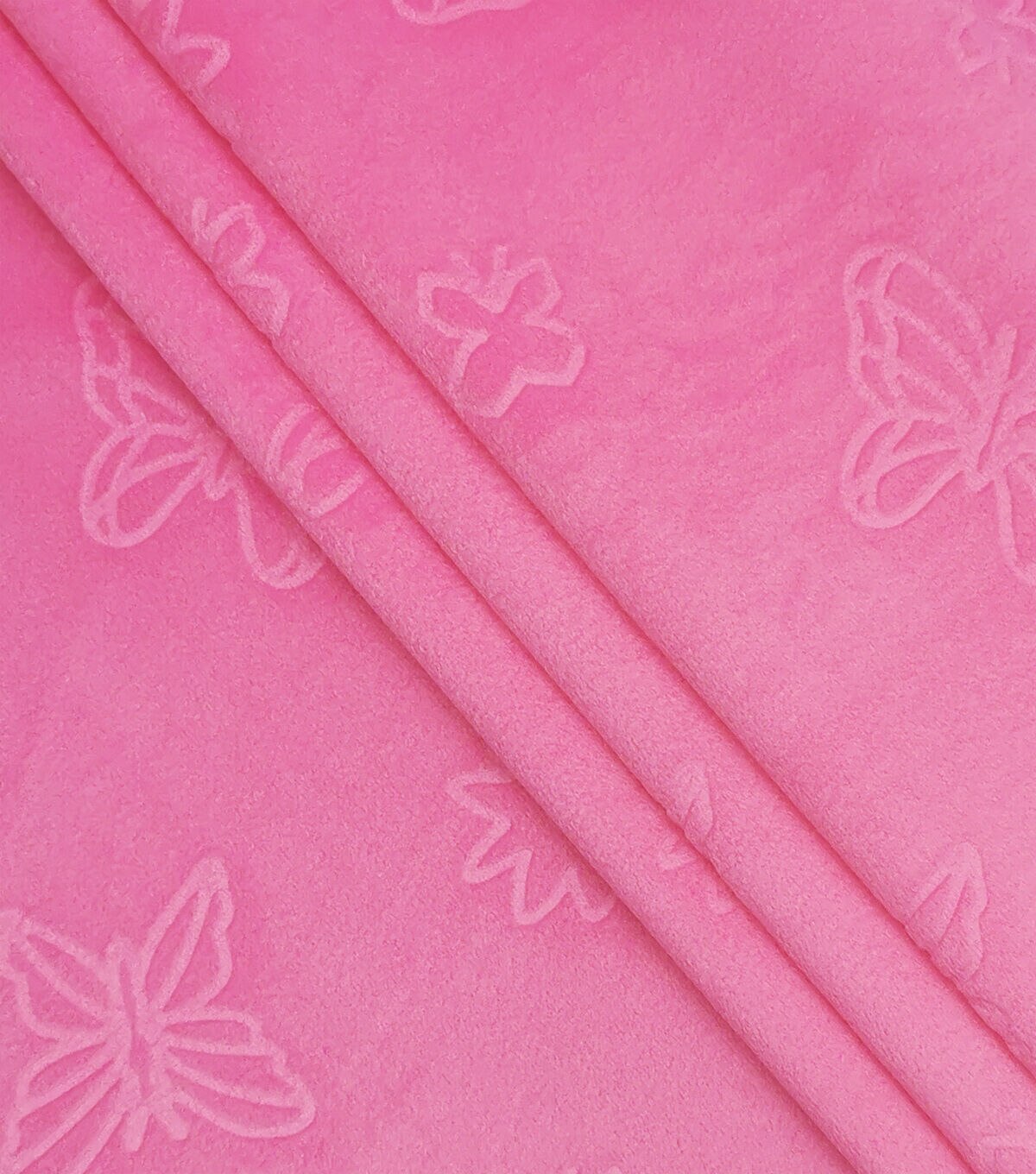 Pink Butterfly Embossed Icon Soft & Minky Fleece Fabric