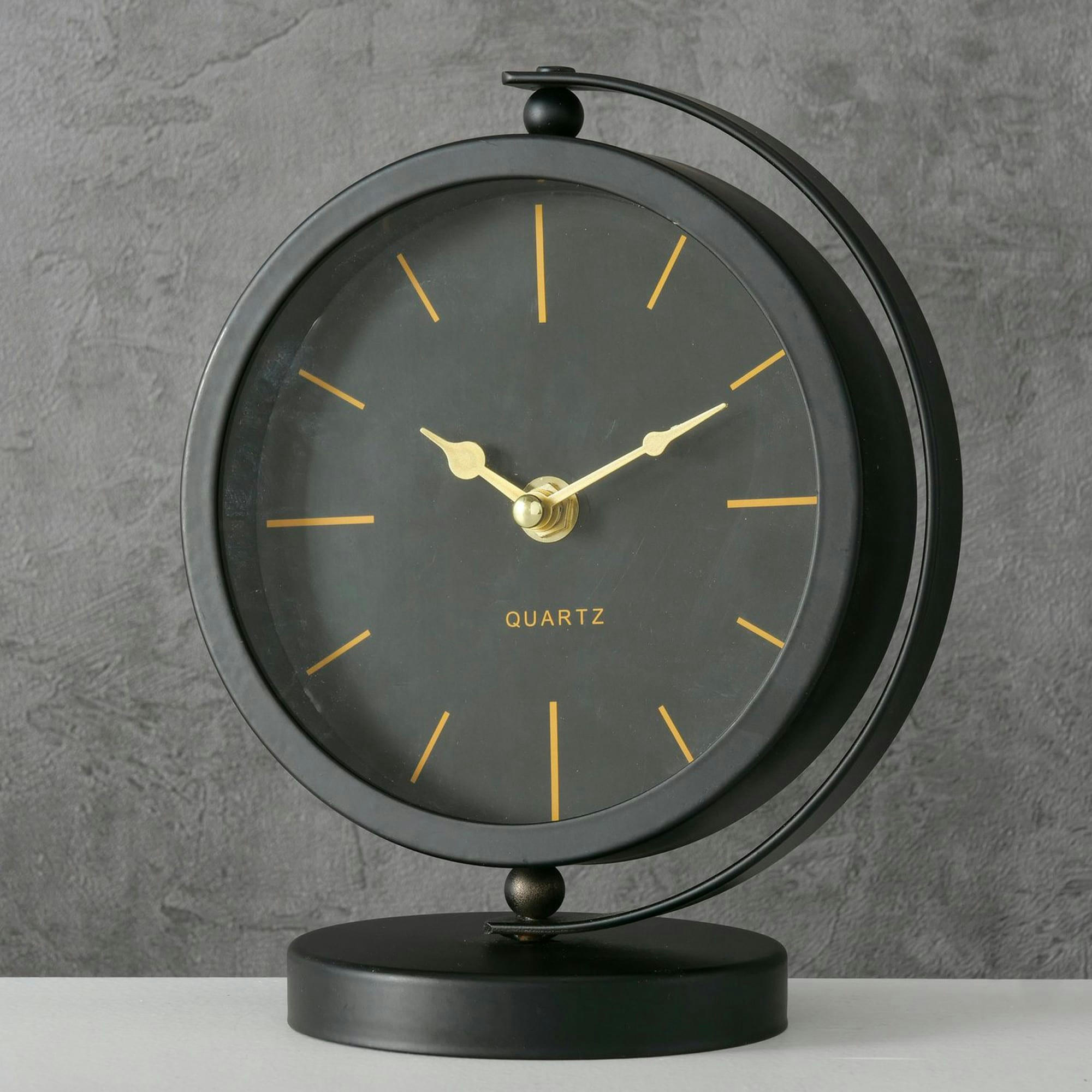 - Horloge à poser en métal noir et doré