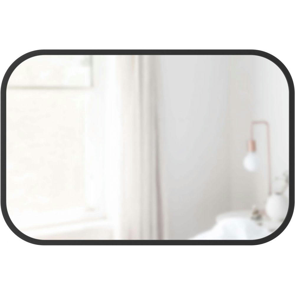 HUB - Miroir HUB Large Rectangulaire Bord Caoutchouc Noir 61 X 91 cm