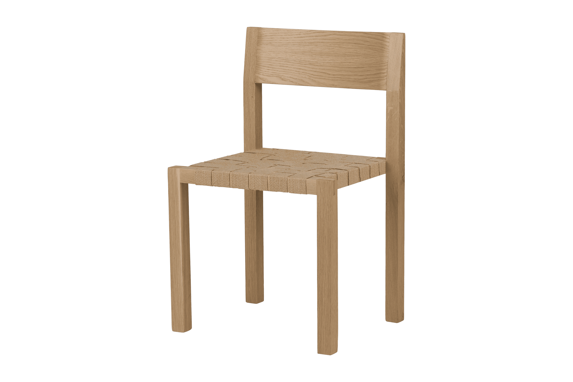 noo.ma Toli Chair - minimalistische eetkamerstoel, massief eiken, jute zitting