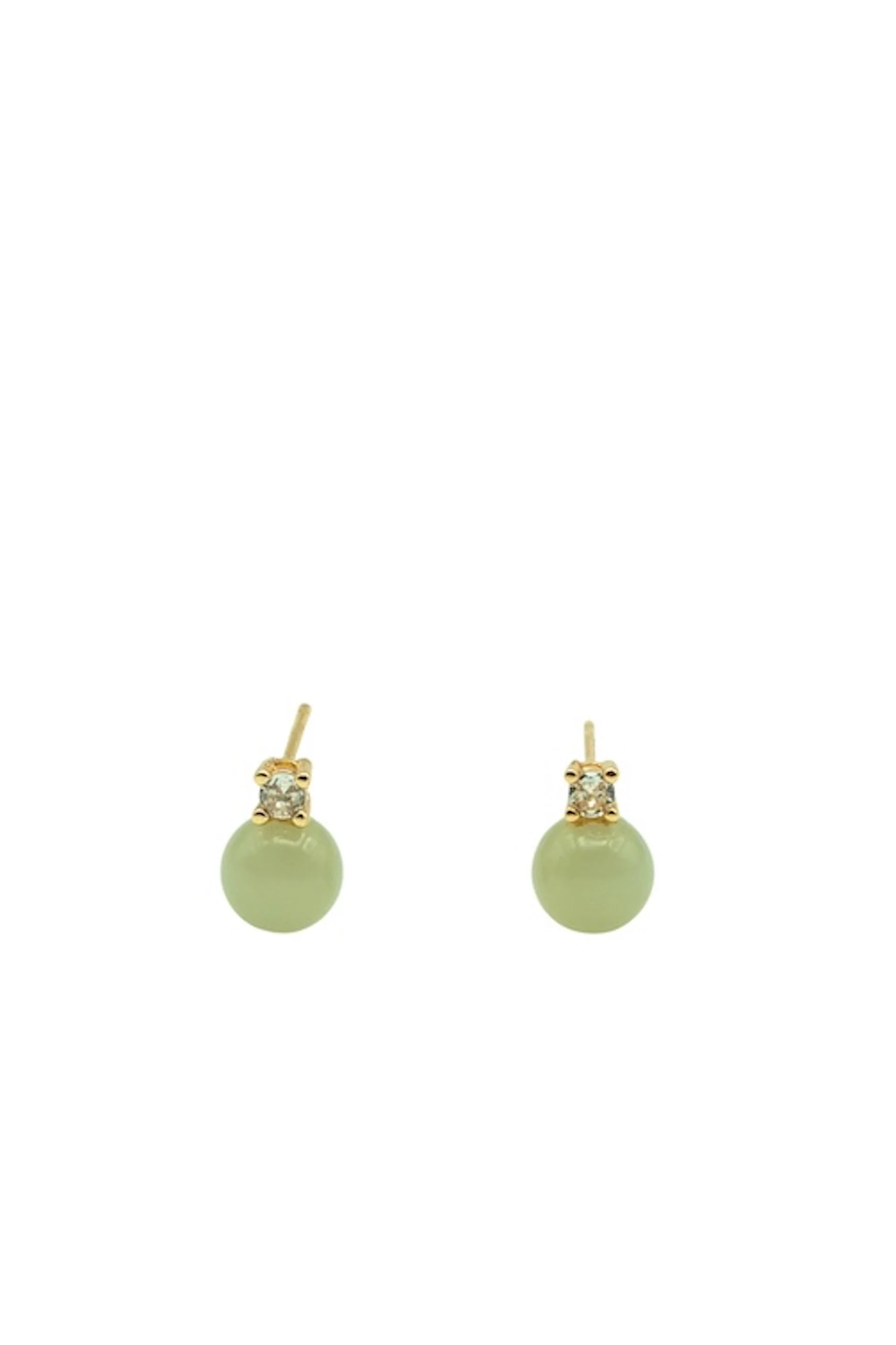 Esther — Green Jade and Zircon Stud Earrings