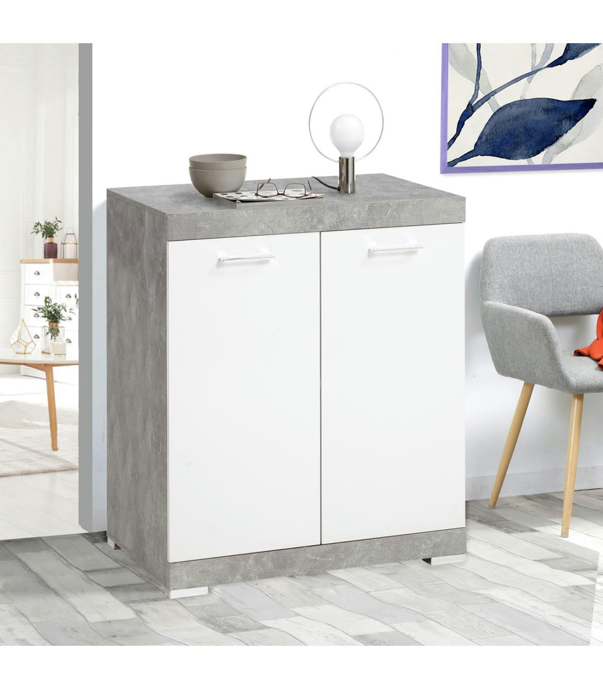 BRISTOL - Buffet 2 portes avec Étagère Amovible L80cm