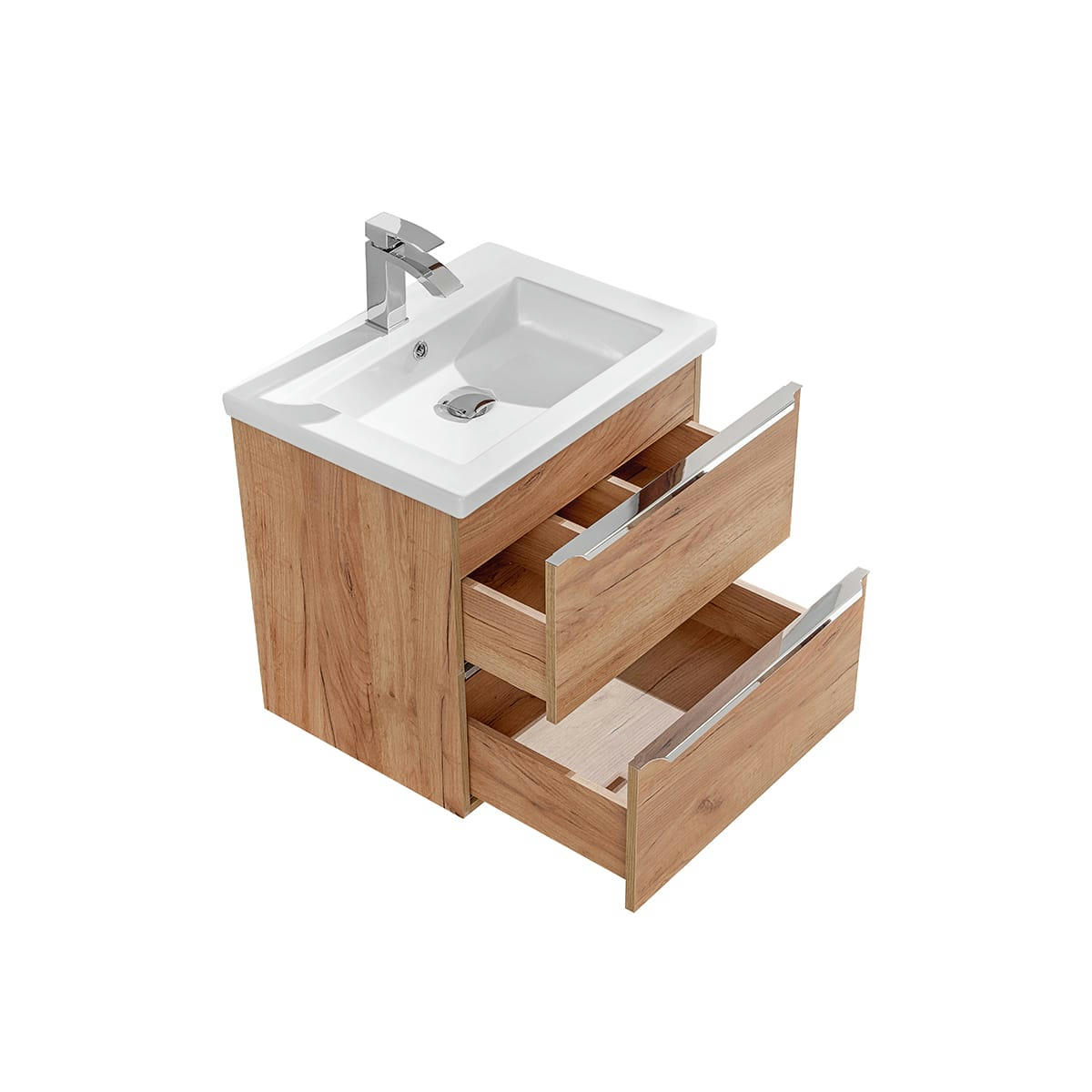 - Meuble simple vasque encastrée 60cm naturel