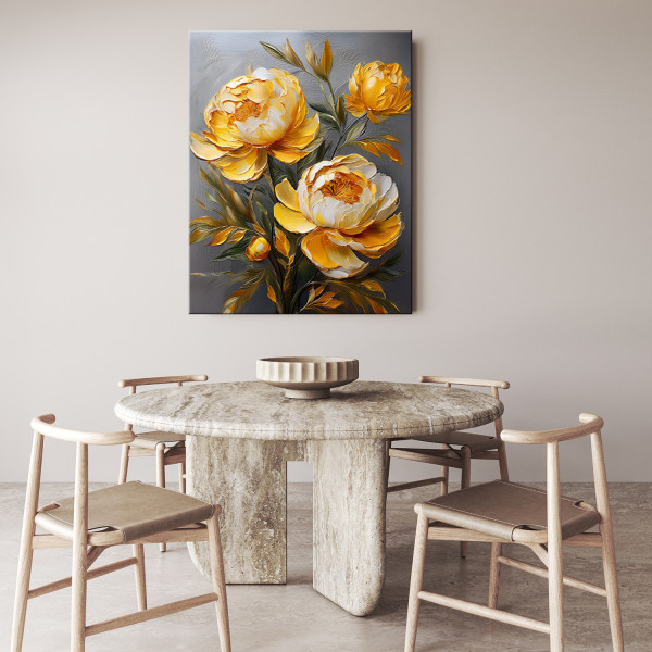 Feeby Obraz na płótnie, Żółta Piwonia Kwiat Malowany 40x60