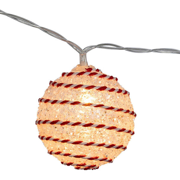 Guirlande à boules blanches et rouges 10 led blanc chaud l165cm à piles - feeric lights &christmas