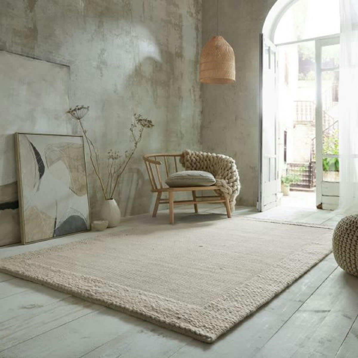 PILAT - Tapis de salon en laine beige 200x290 cm
