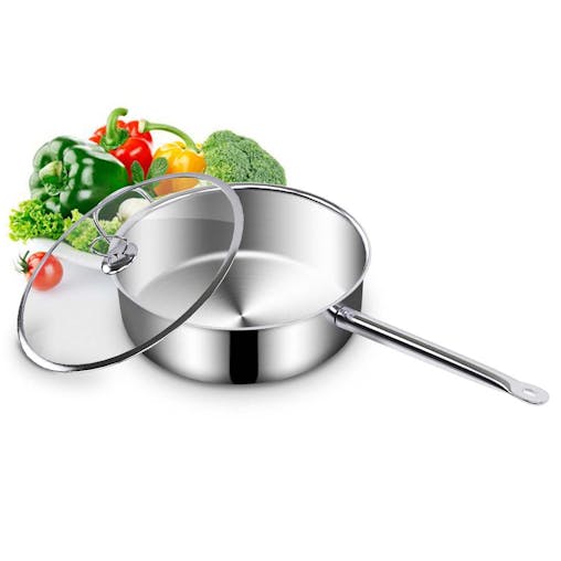 SOGA 2X 32cm Stainless Steel Saucepan Sauce pan with Glass Lid and Helper Handle Triple Ply Base Cookware