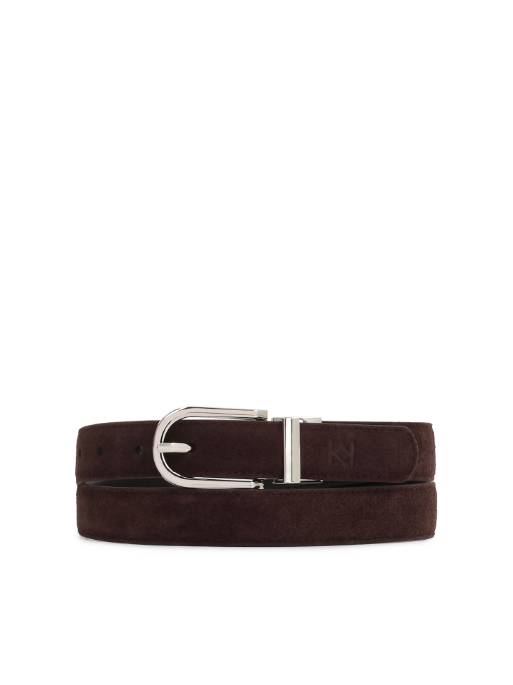 Brown double-sided belt made of two types of leather