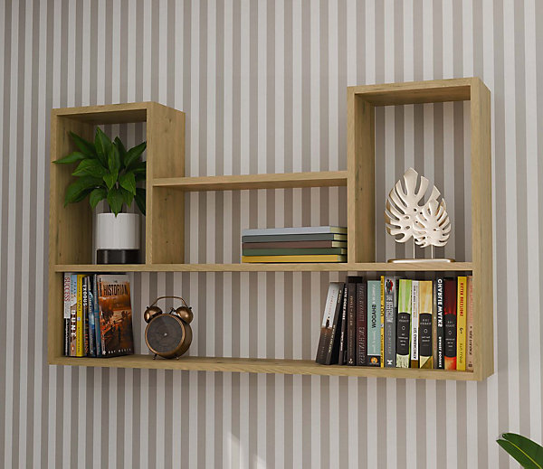 LULU - Bibliothèque Etagere murale à suspendre - 1 étagère - 100x60x16 cm - CHÊNE ARTISAN