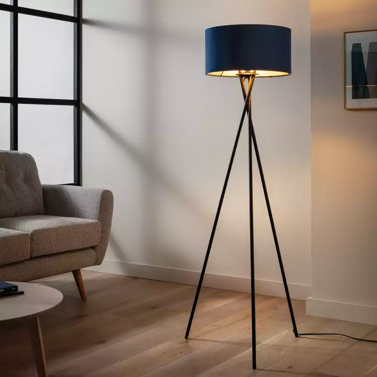 Habitat Navy Velvet Easy Fit Lampshade - 40cm