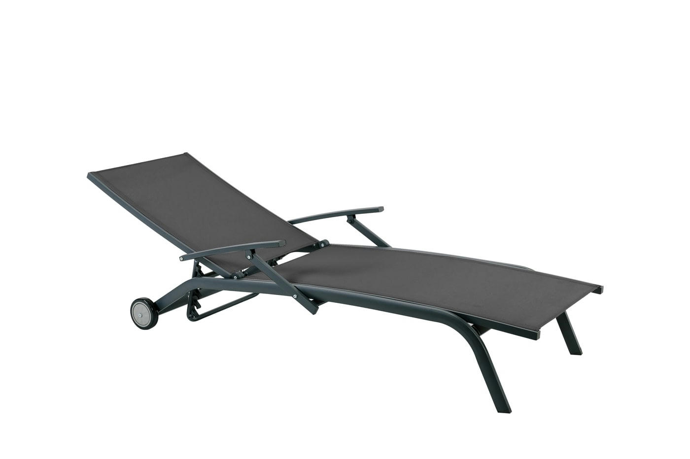 RIO - Transat à roulettes aluminium et texaline gris anthracite