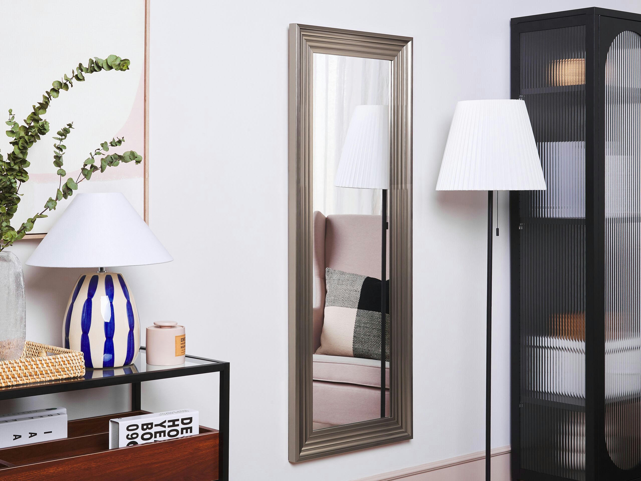 CHATAIN - Miroir en matériaux synthétiques argenté 130x50