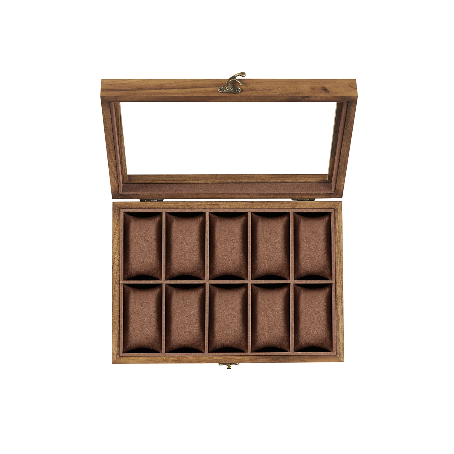 Boîte à montres en bois 6 compartiments noisette